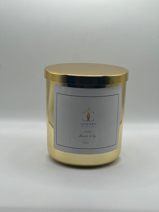 Chrome Gold Apricot Creme Wax Candle Rose Water & Ivy